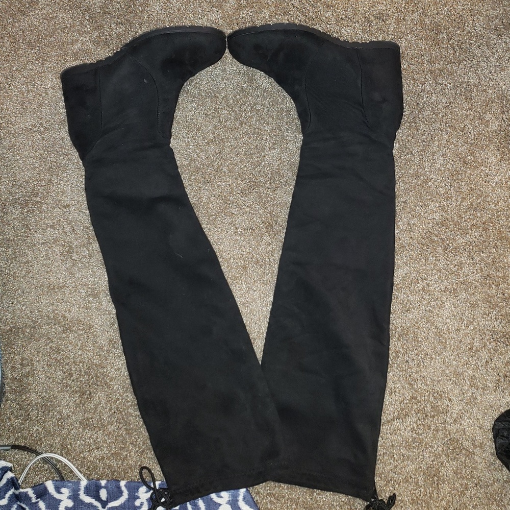 Thigh high wedge boots
